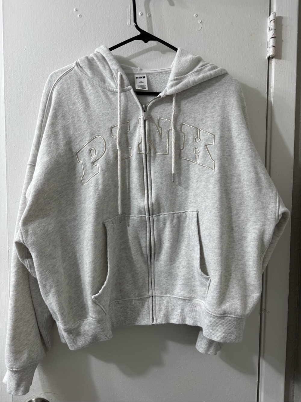 PINK Victoria's Secret Light Gray Zip Hoodie